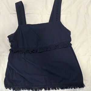J. Crew Navy Tank Top with Fringe